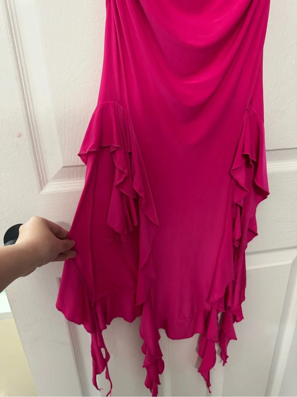 Women’s Hot Pink Ruffle Ruched Skirt